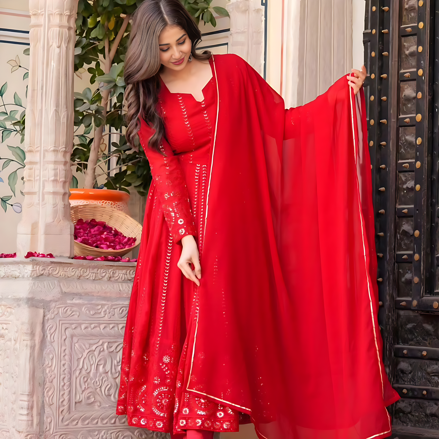 Parvati Premium Quality Mehrooni Red Suit Set