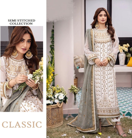 Pakistani Designer Classic White Festive & Party Wear Suit