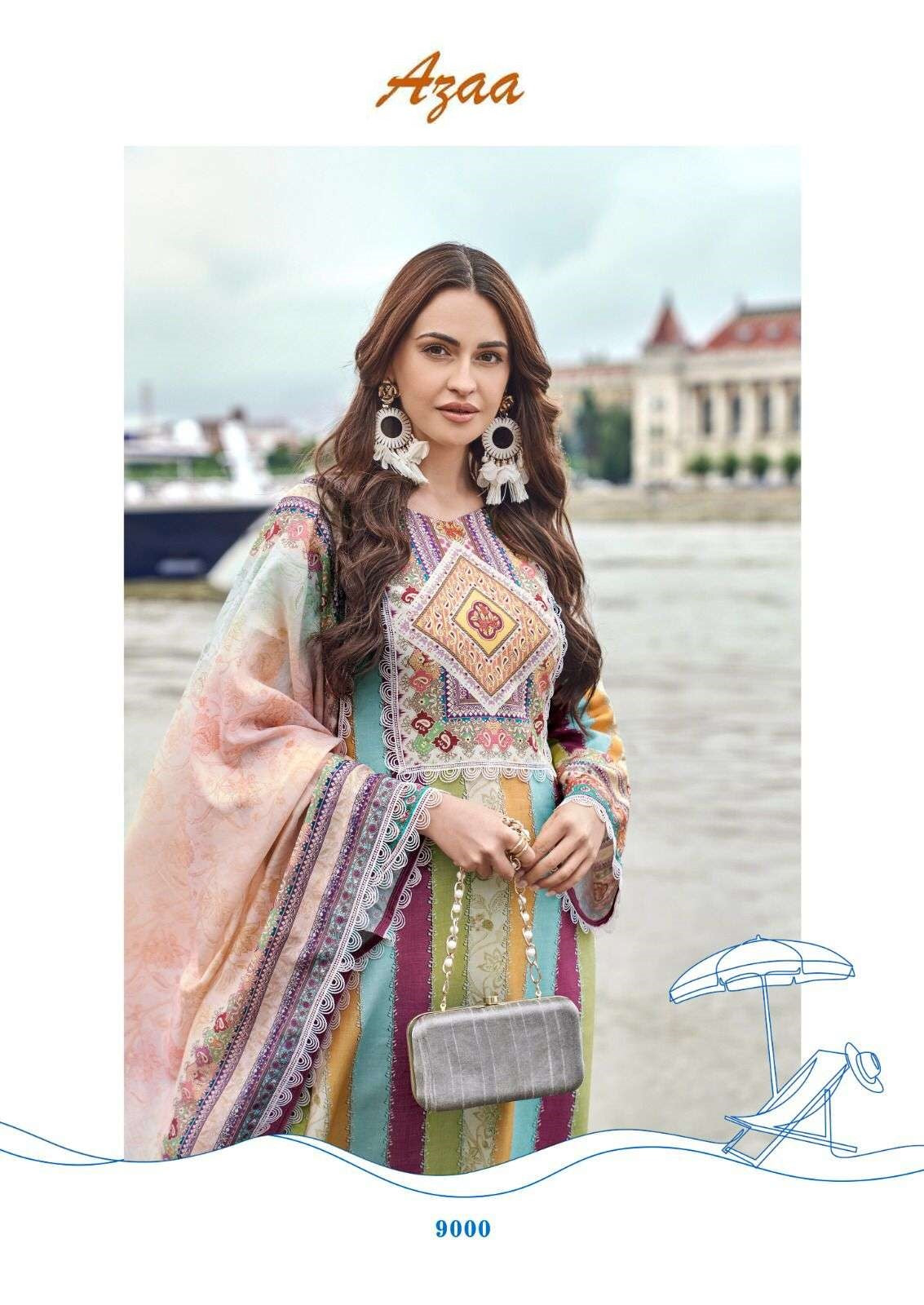 Azaa Exclusive Pakistani Designer Stylish Hit Pure Cotton Suit