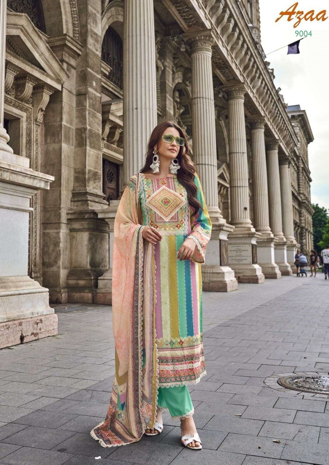 Azaa Exclusive Pakistani Designer Stylish Hit Pure Cotton Suit