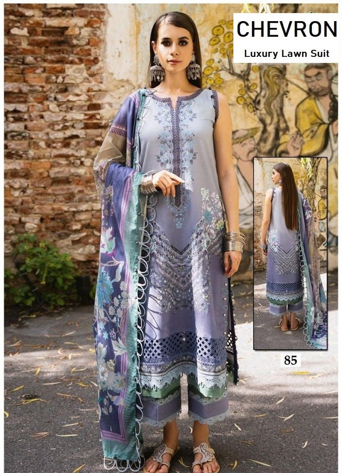 Chevron Pakistani Designer Pure Lawn Cotton Printed Suit