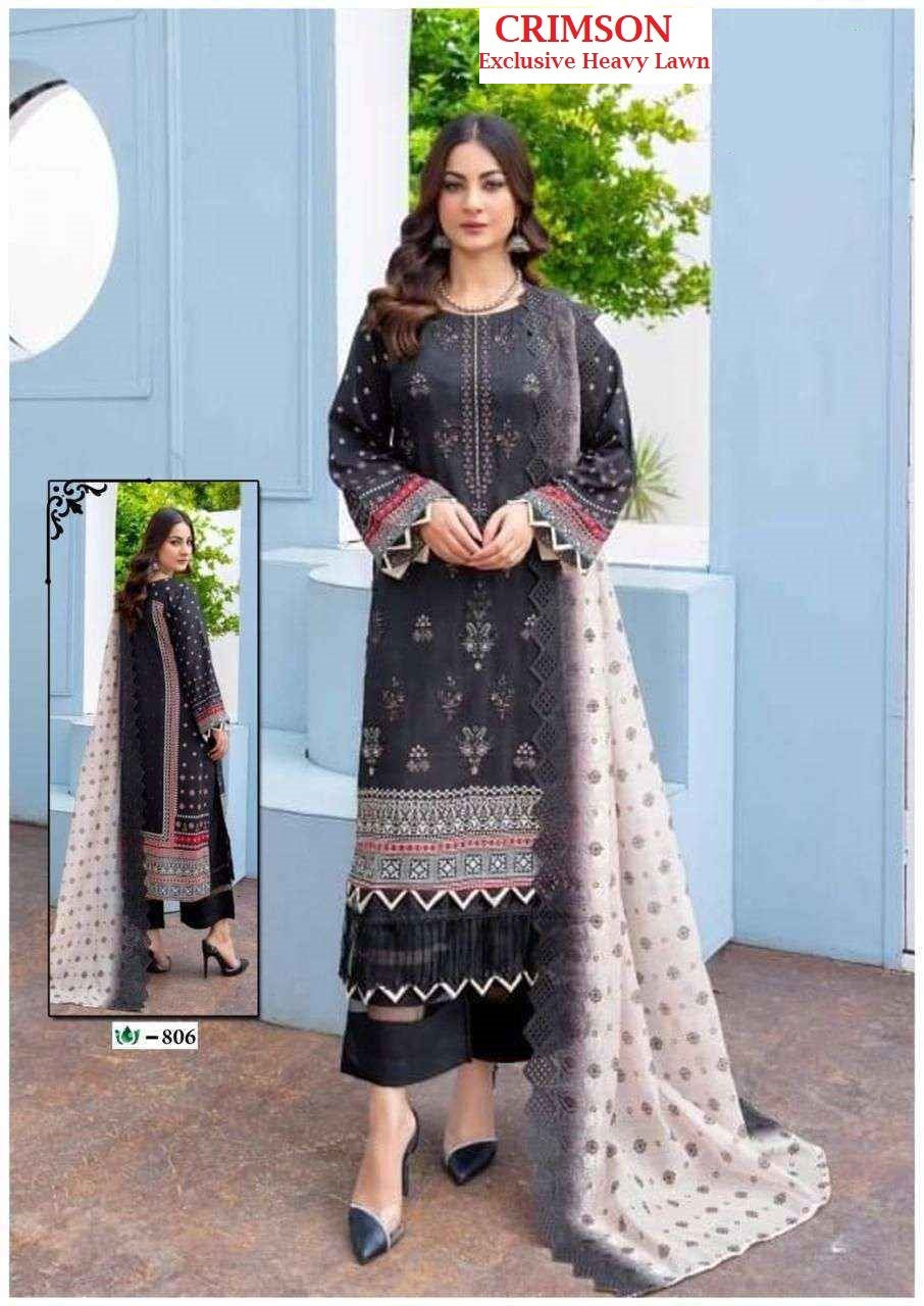 Crimson Pakistani Designer Hit Cotton Printed Suit