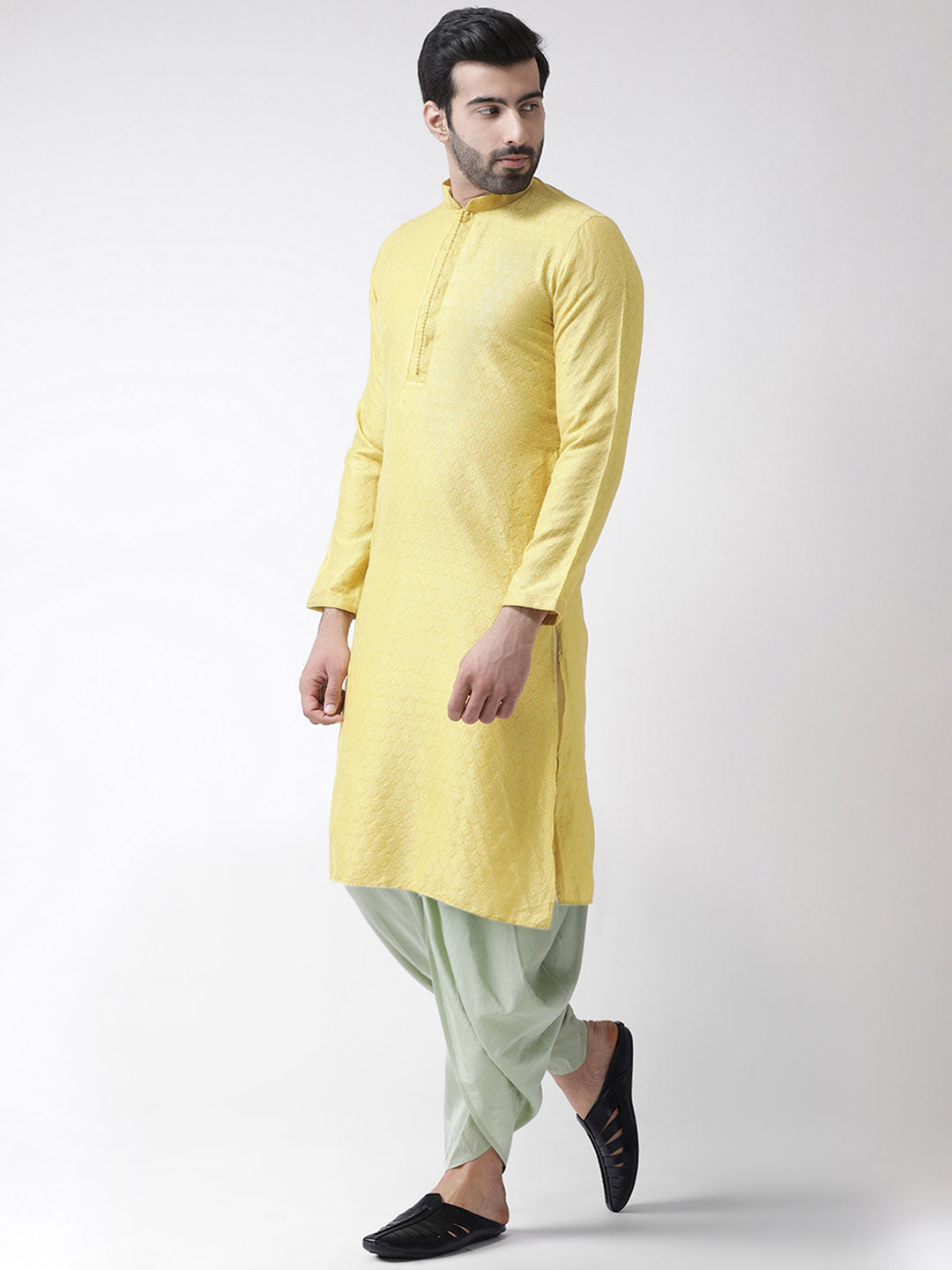 Men Yellow Kurta Dhoti Set