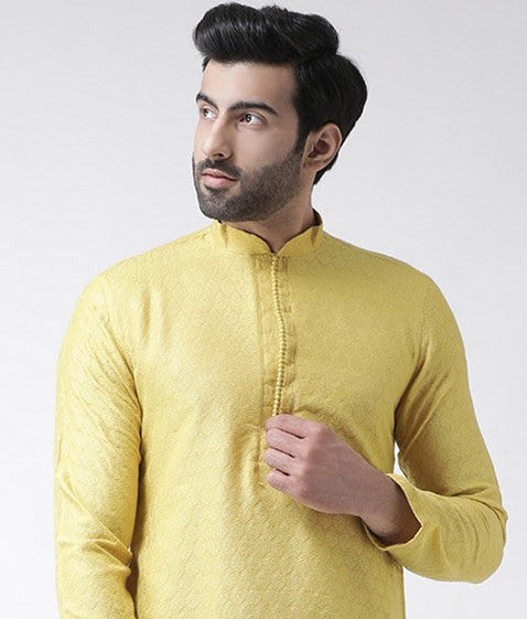 Men Yellow Kurta Dhoti Set