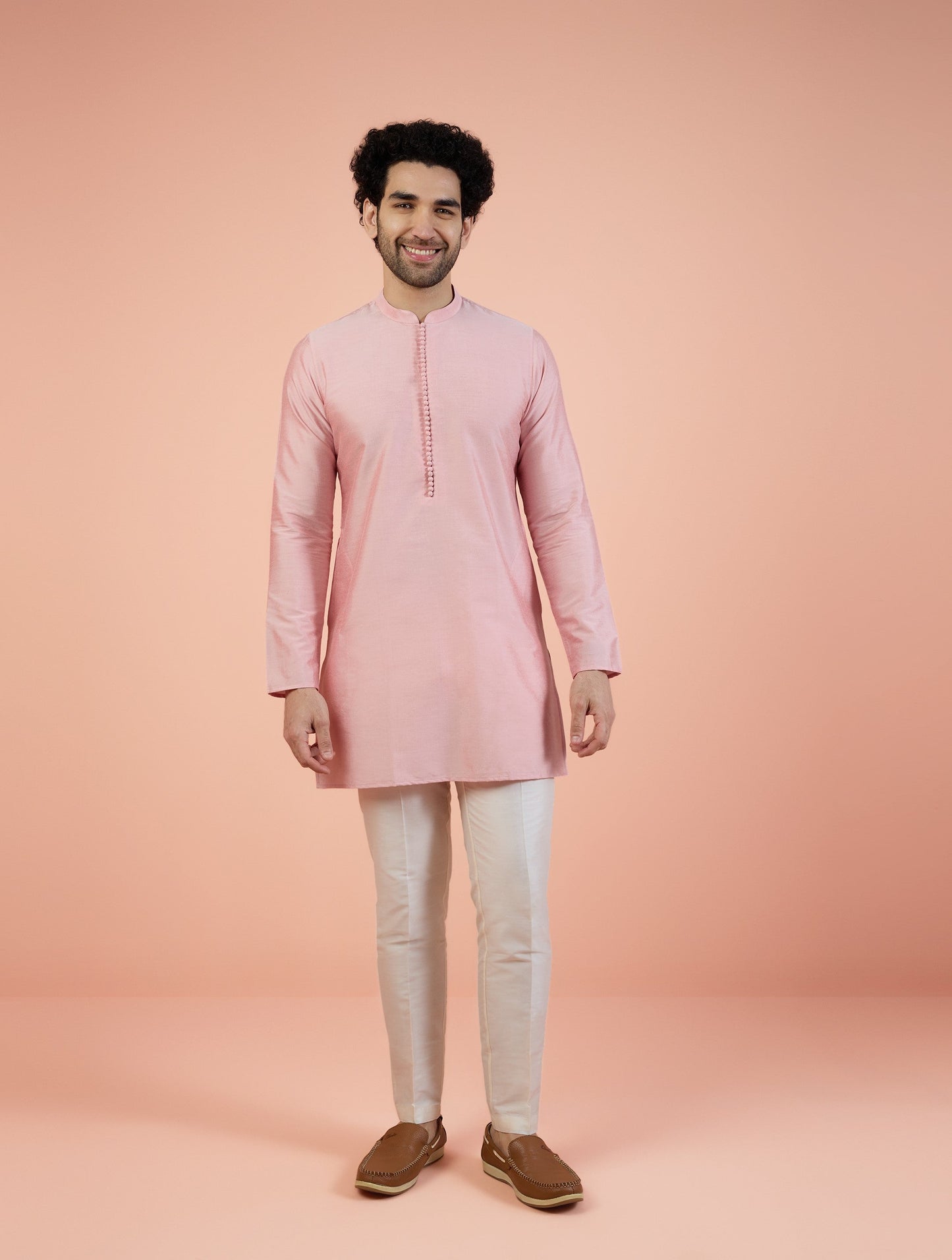 Men Multi Jacquard Kurta Nehru Jacket Trouser Set with Ethnic Motifs