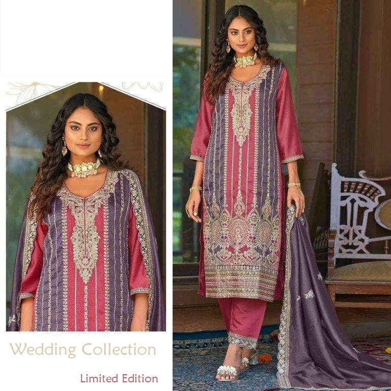 Pakistani Designer Silk Embroidered Wedding Party Suit