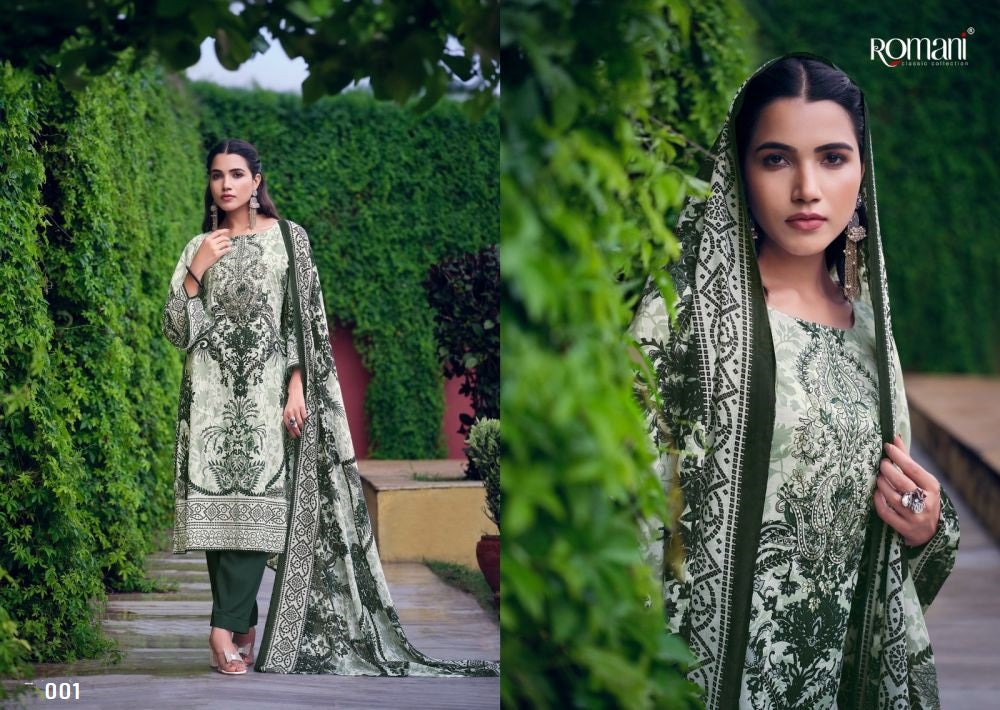 Romani Pakistani Designer Pure Cotton Embroidered Suit