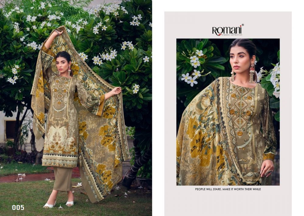 Romani Pakistani Designer Pure Cotton Embroidered Suit