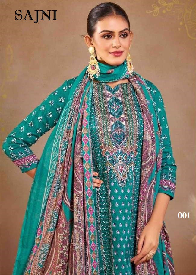 Sajni Pakistani Designer Classic Hit Pure Cotton Embroidered Dress