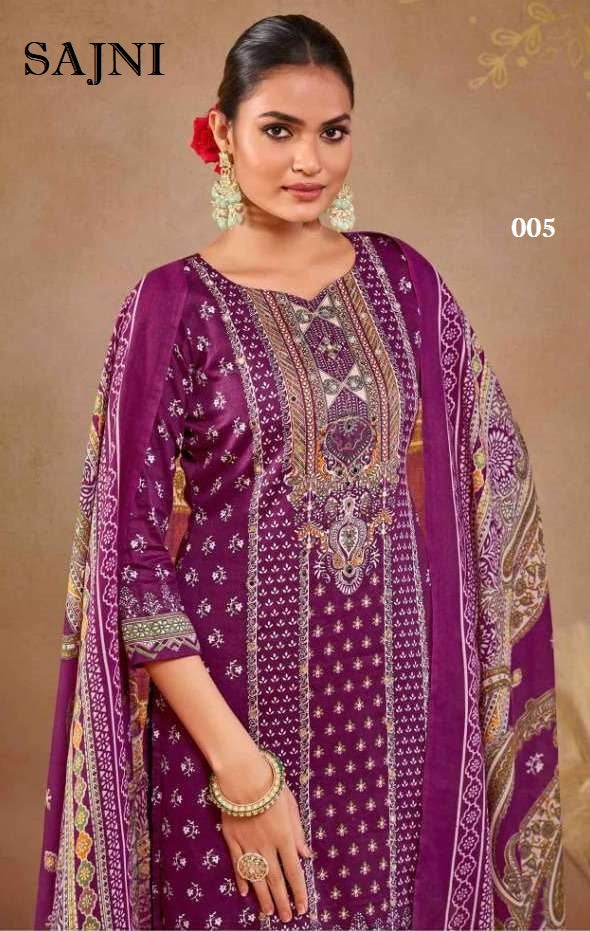 Sajni Pakistani Designer Classic Hit Pure Cotton Embroidered Dress