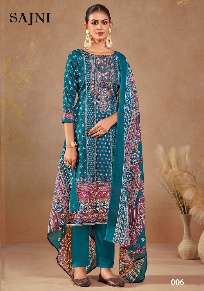 Sajni Pakistani Designer Classic Hit Pure Cotton Embroidered Dress