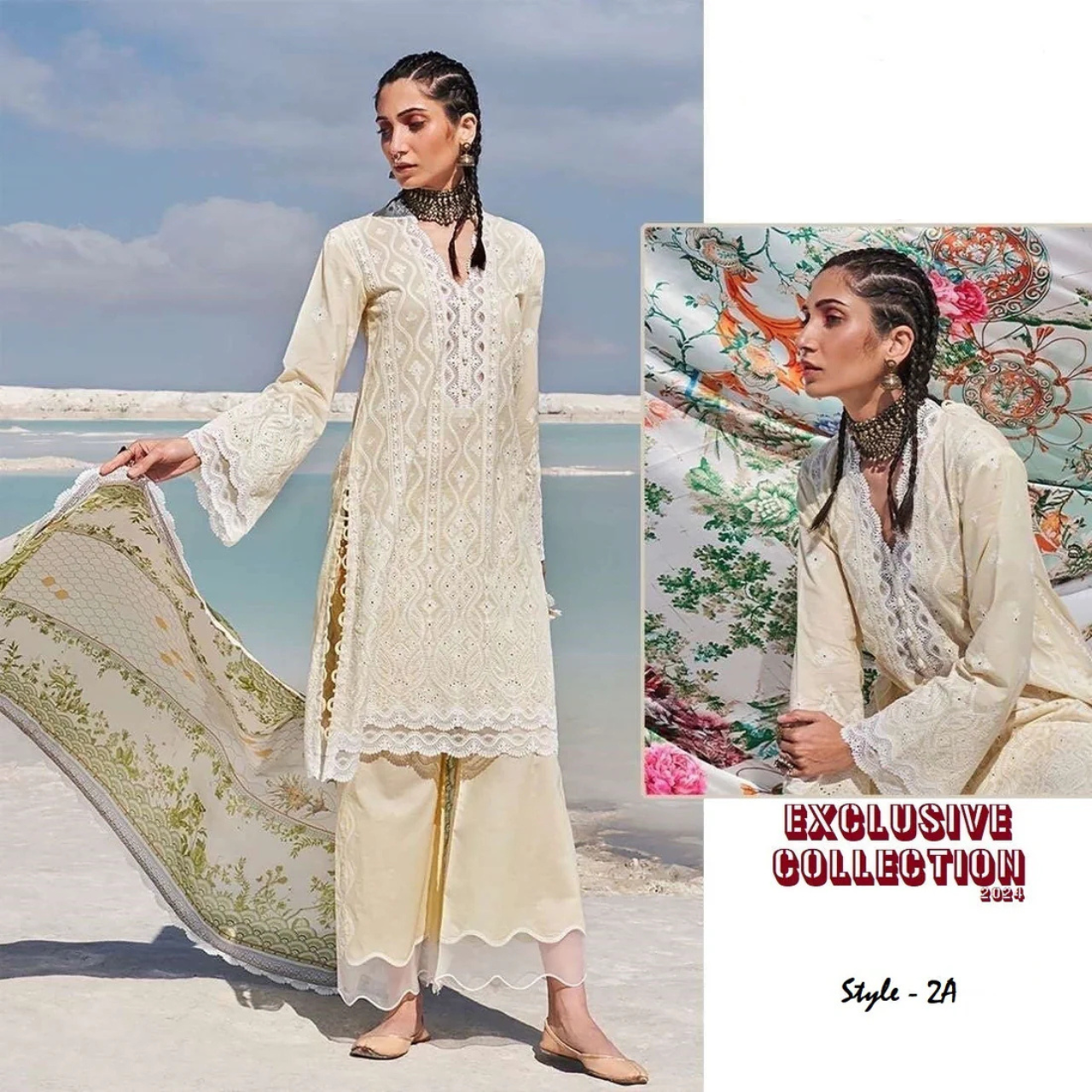 Pakistani Designer Luxury  Cotton Embroidered Lawn Suit