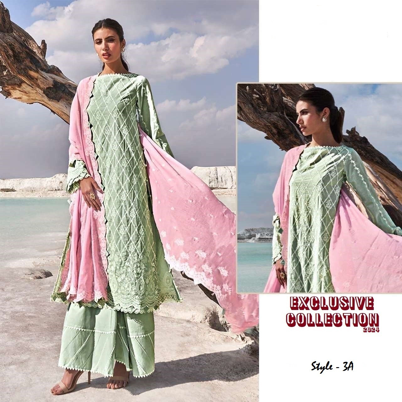 Pakistani Designer Luxury  Cotton Embroidered Lawn Suit