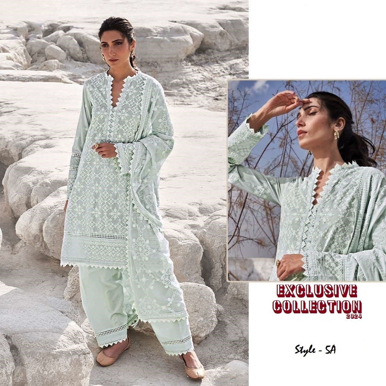 Pakistani Designer Luxury  Cotton Embroidered Lawn Suit