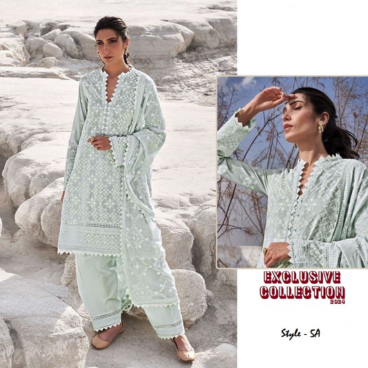 Pakistani Designer Luxury  Cotton Embroidered Lawn Suit