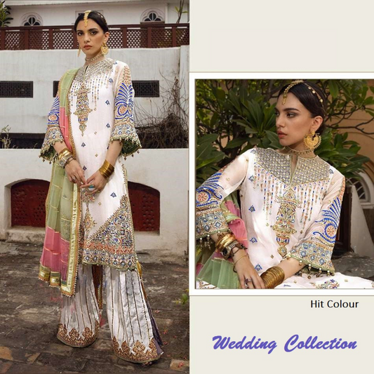 Pakistani Designer Luxury White Wedding & Party Wear Suit