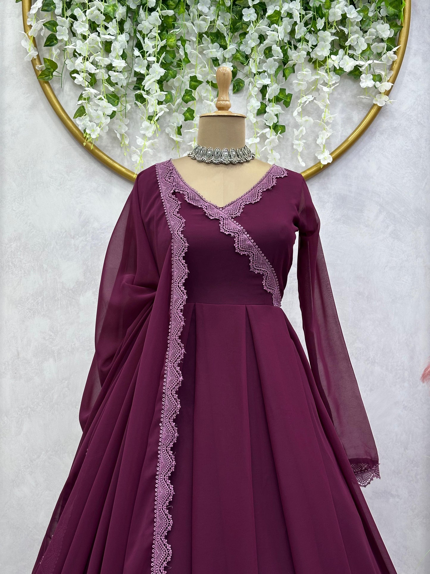 Shining Plain Purple Color Gown