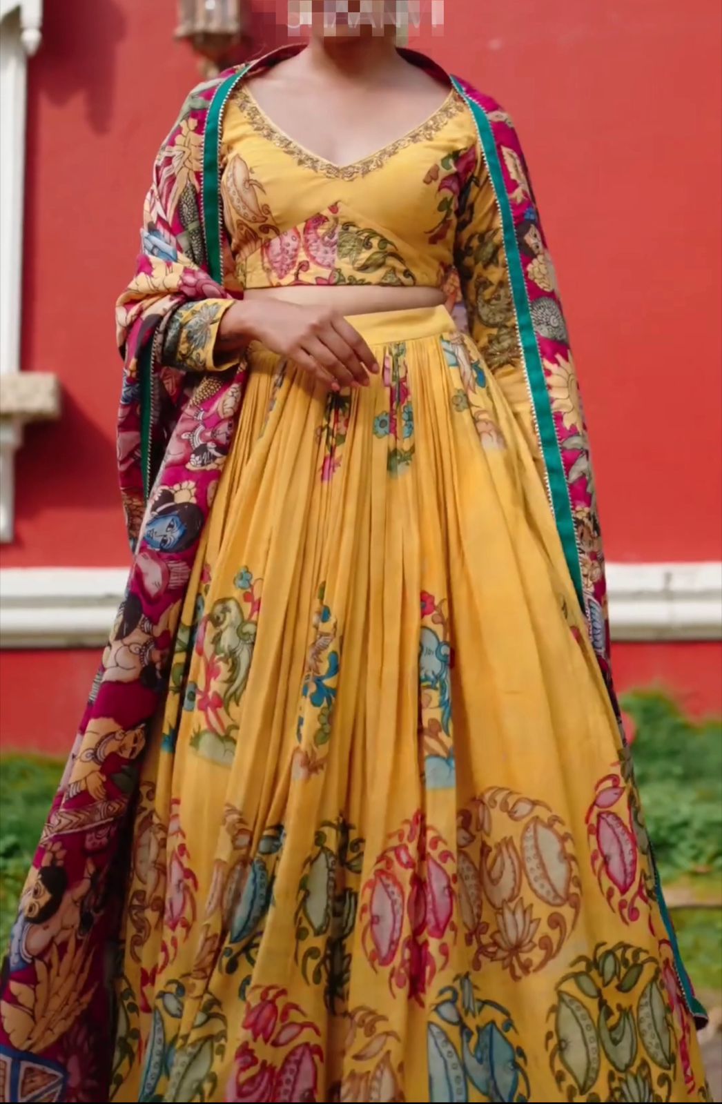 Classy Kalamkari Print Yellow Color Lehenga Choli