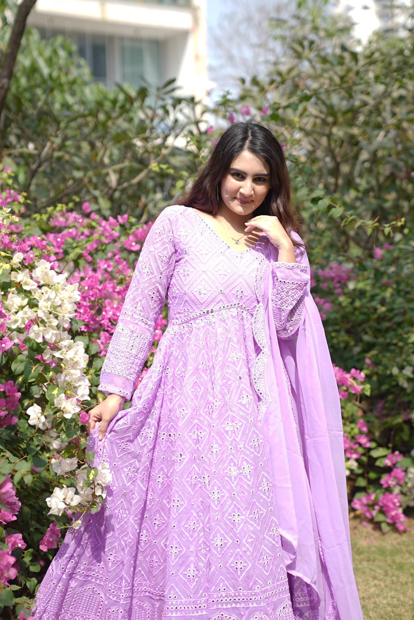 Vedika's Purple Coloured Premium Quality Anarkali Suit Set