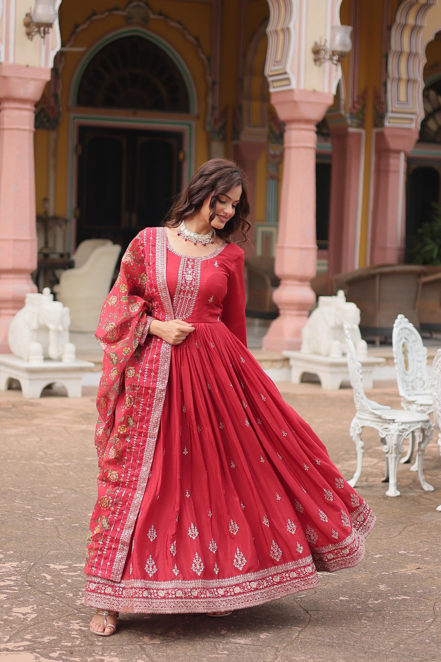 Akruti's Premium Gown With Dupatta