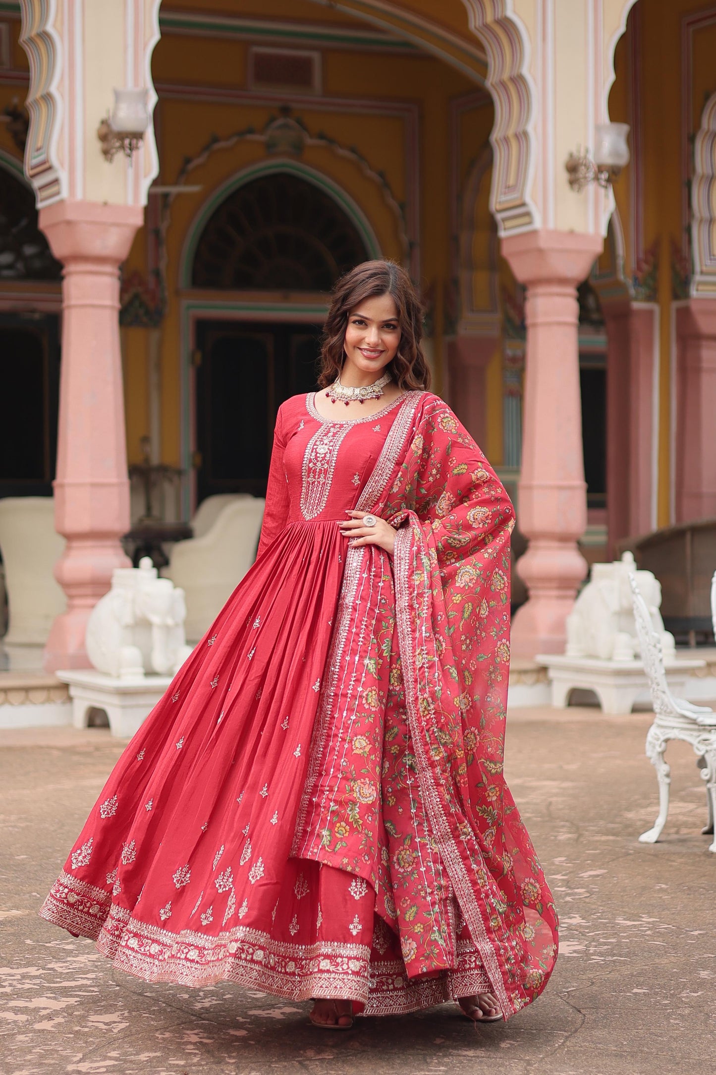 Akruti's Premium Gown With Dupatta