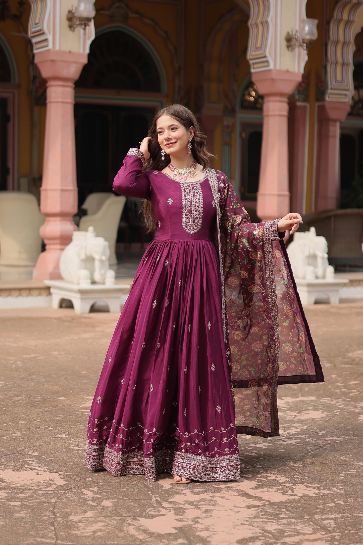 Akruti's Premium Gown With Dupatta