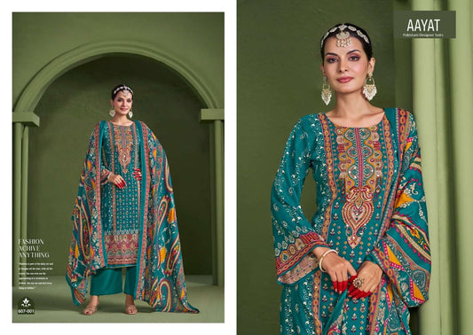 Aayat Pakistani Designer Classic Pure Cotton Embroidered Suit