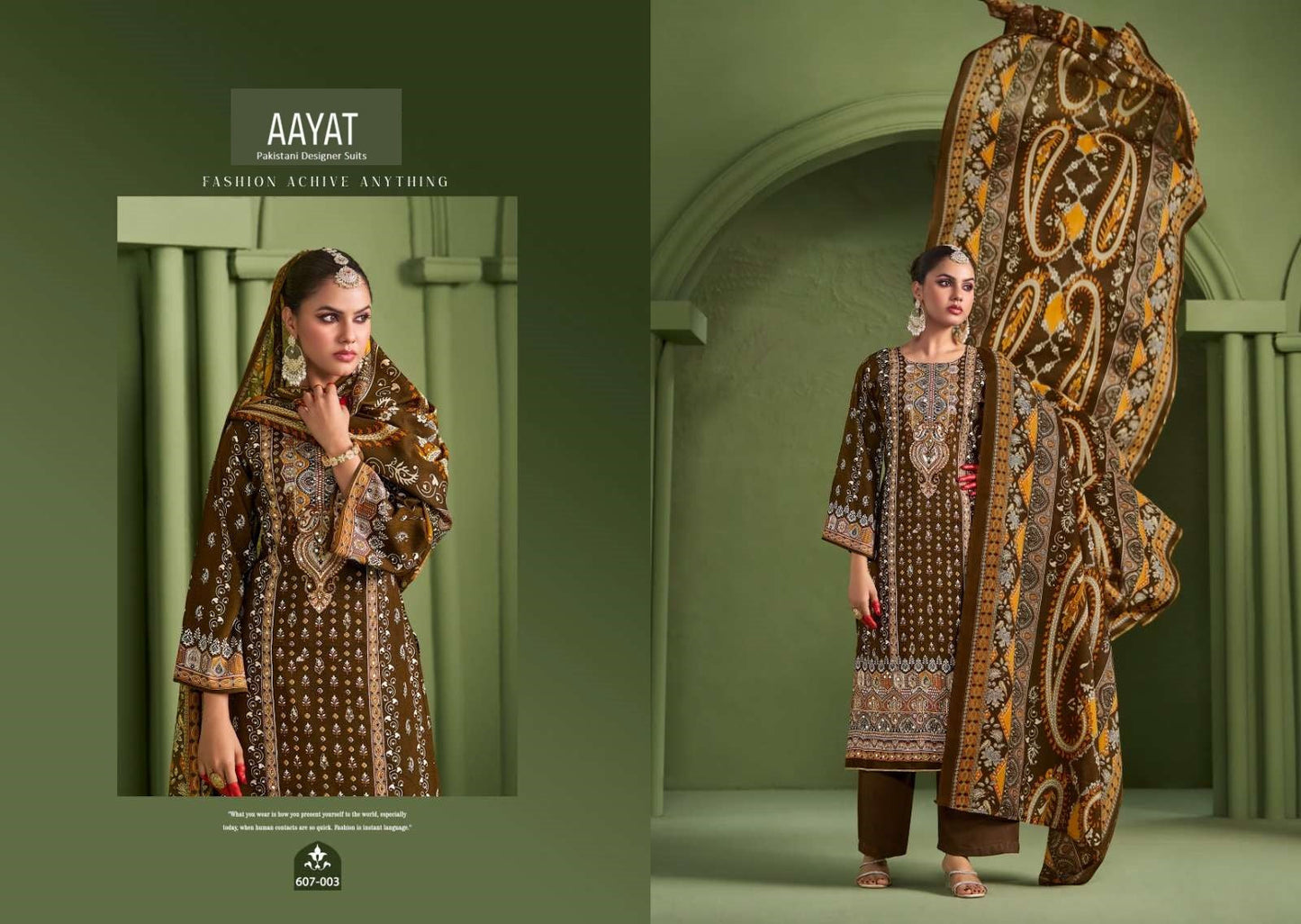 Aayat Pakistani Designer Classic Pure Cotton Embroidered Suit