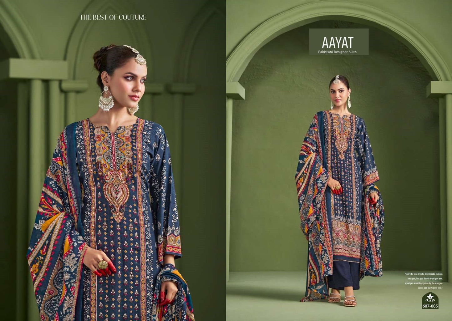 Aayat Pakistani Designer Classic Pure Cotton Embroidered Suit