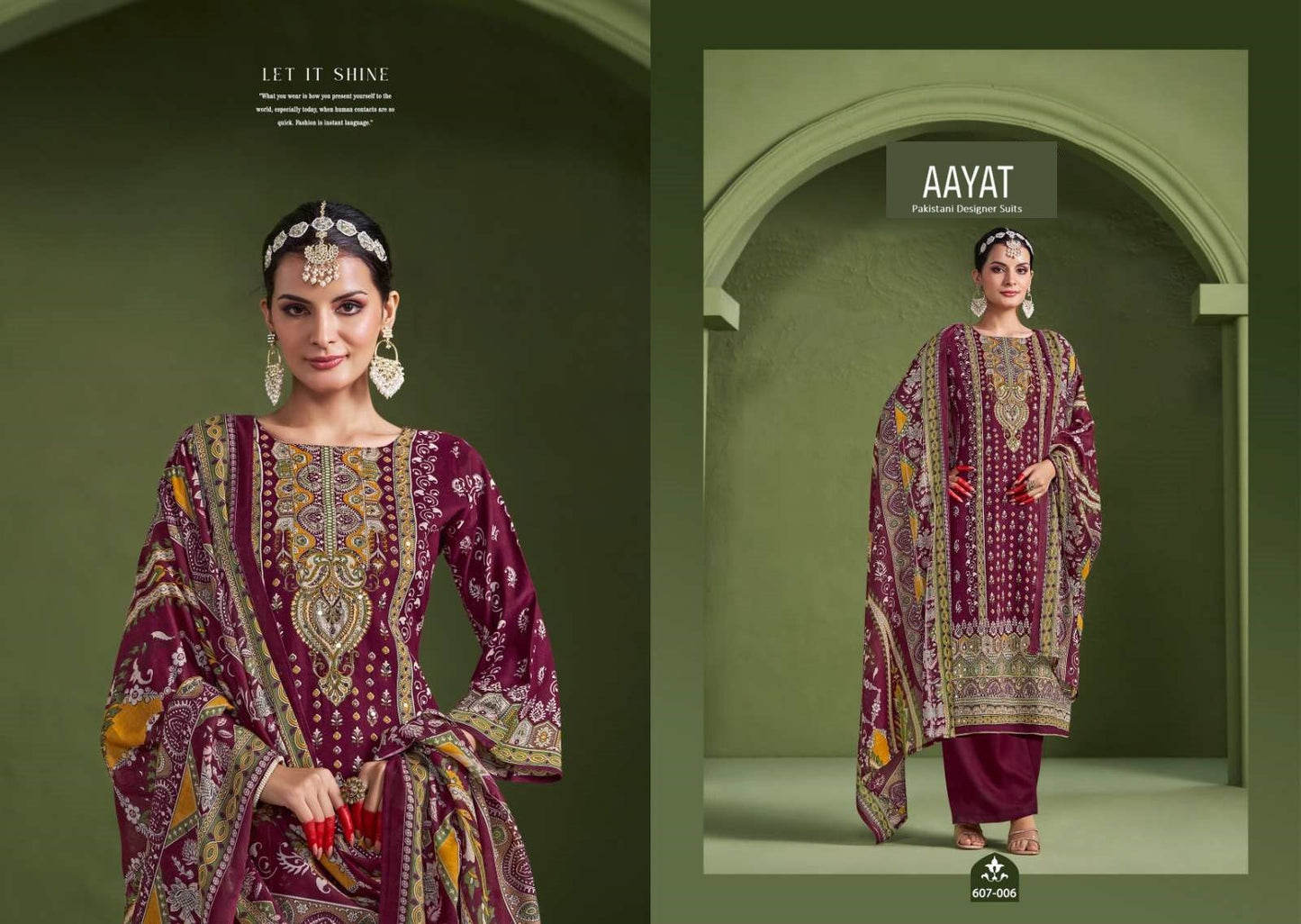 Aayat Pakistani Designer Classic Pure Cotton Embroidered Suit