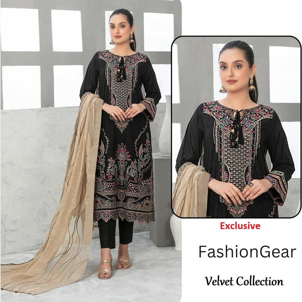 Pakistani Designer Classic Hit Velvet Embroidered Suit