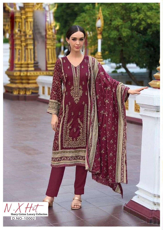 N.X Hits Pakistani Designer Pure Cotton Printed Suit