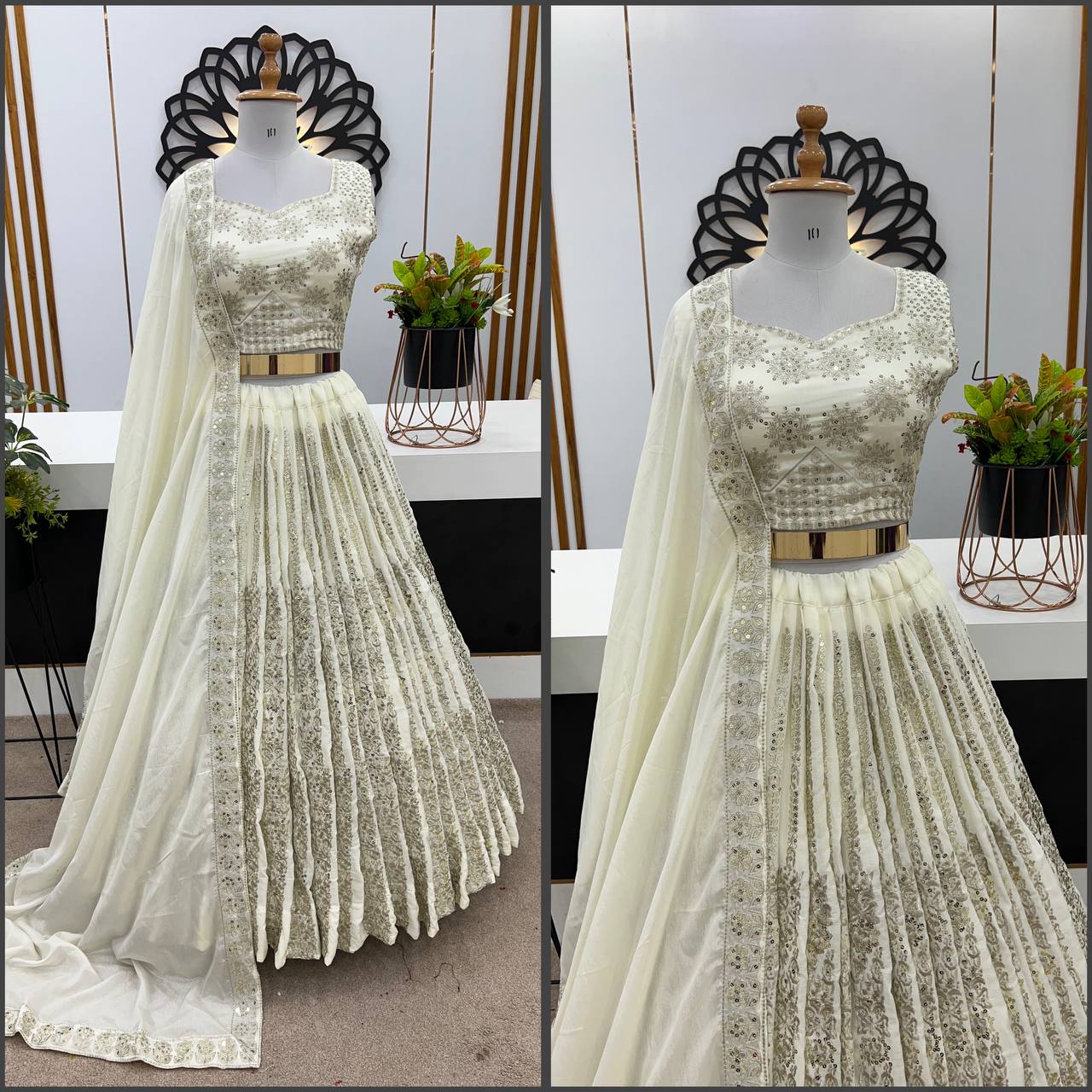 Designer Wedding Wear white color Lehenga Choli with Heavy Embroidery Sequence Work