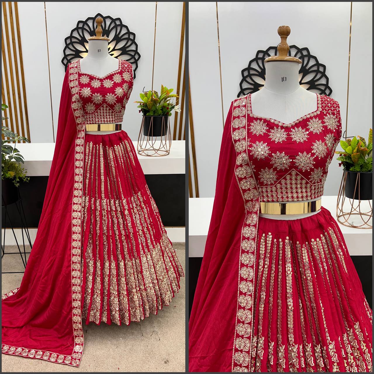 Designer Wedding Wear Red color Lehenga Choli with Heavy Embroidery Sequence Work