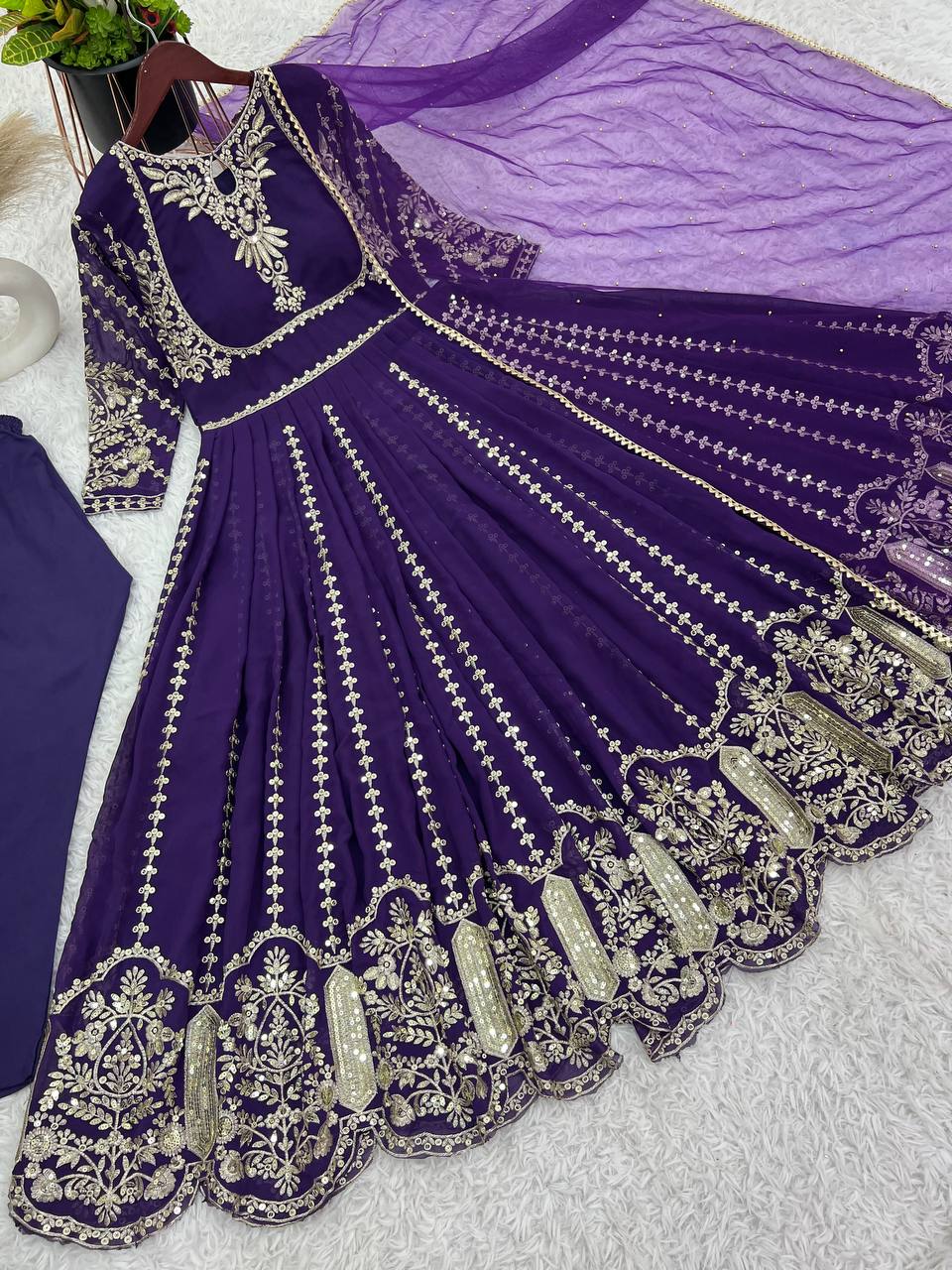 Admiring Faux Georgette Purple Color Anarkali Gown