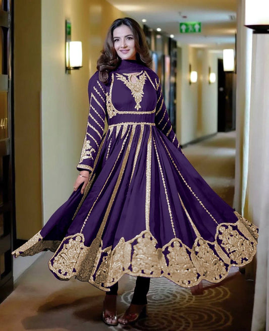 Admiring Faux Georgette Purple Color Anarkali Gown