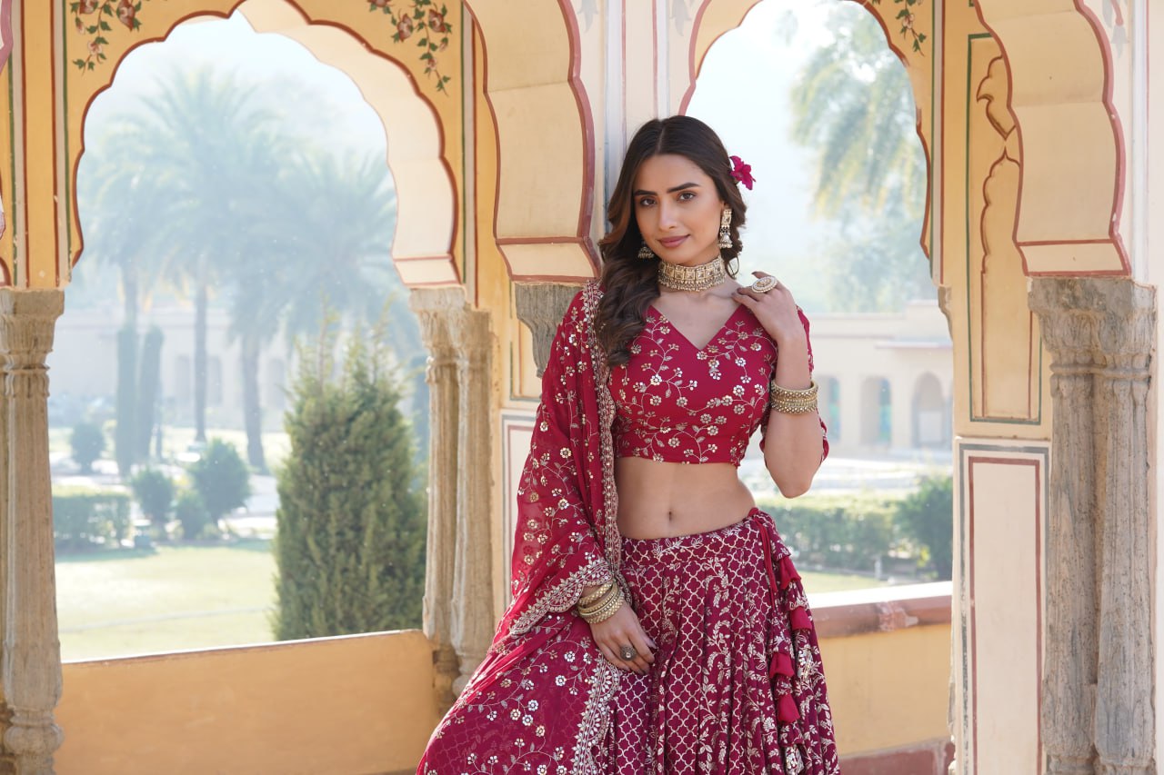 [RIYA'S NEW DESIGNER PURE VISCOS LEHENGA CHOLI  LW-7093