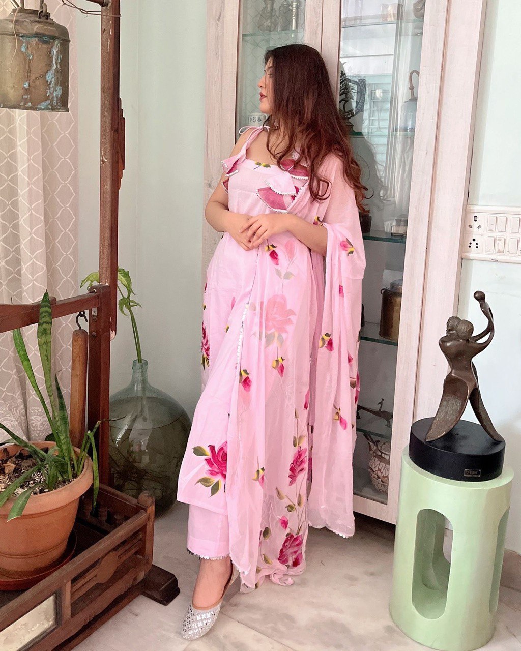 Liksha's New Pink Color Kurti With Pant Suit Set .